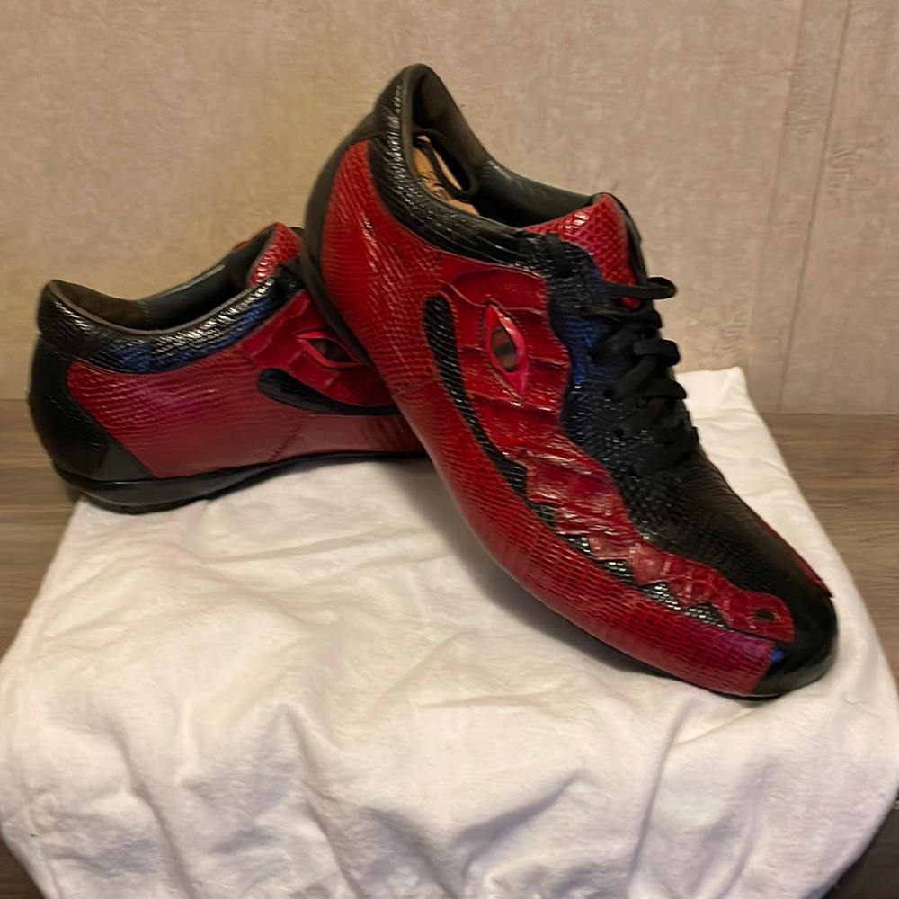 Belvedere crocodile shoes sz 12 red black